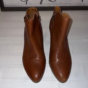 FRYE Judith Zip Bootie 8.5M Whiskey Leather Side Zip Ankle Boots 3471734-WHS